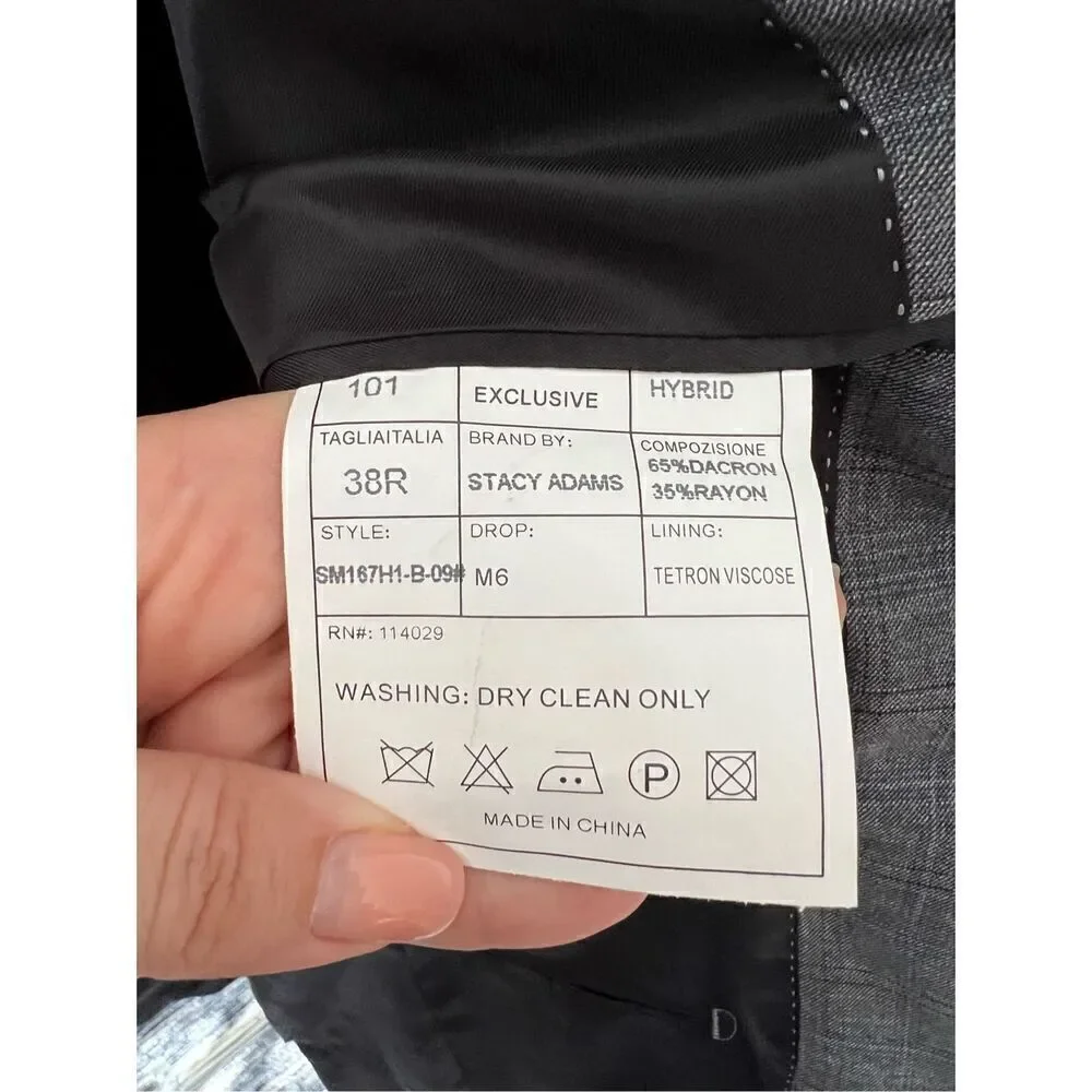 Stacy Adams NWT Men's grey  Single Breasted Suit Jacket Blazer Size 38R